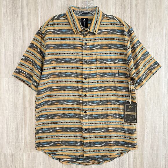 BILLABONG Shirt Men's Medium Short Sleeve Hawaiian Down Aztec Tribal Western - Picture 2 of 12